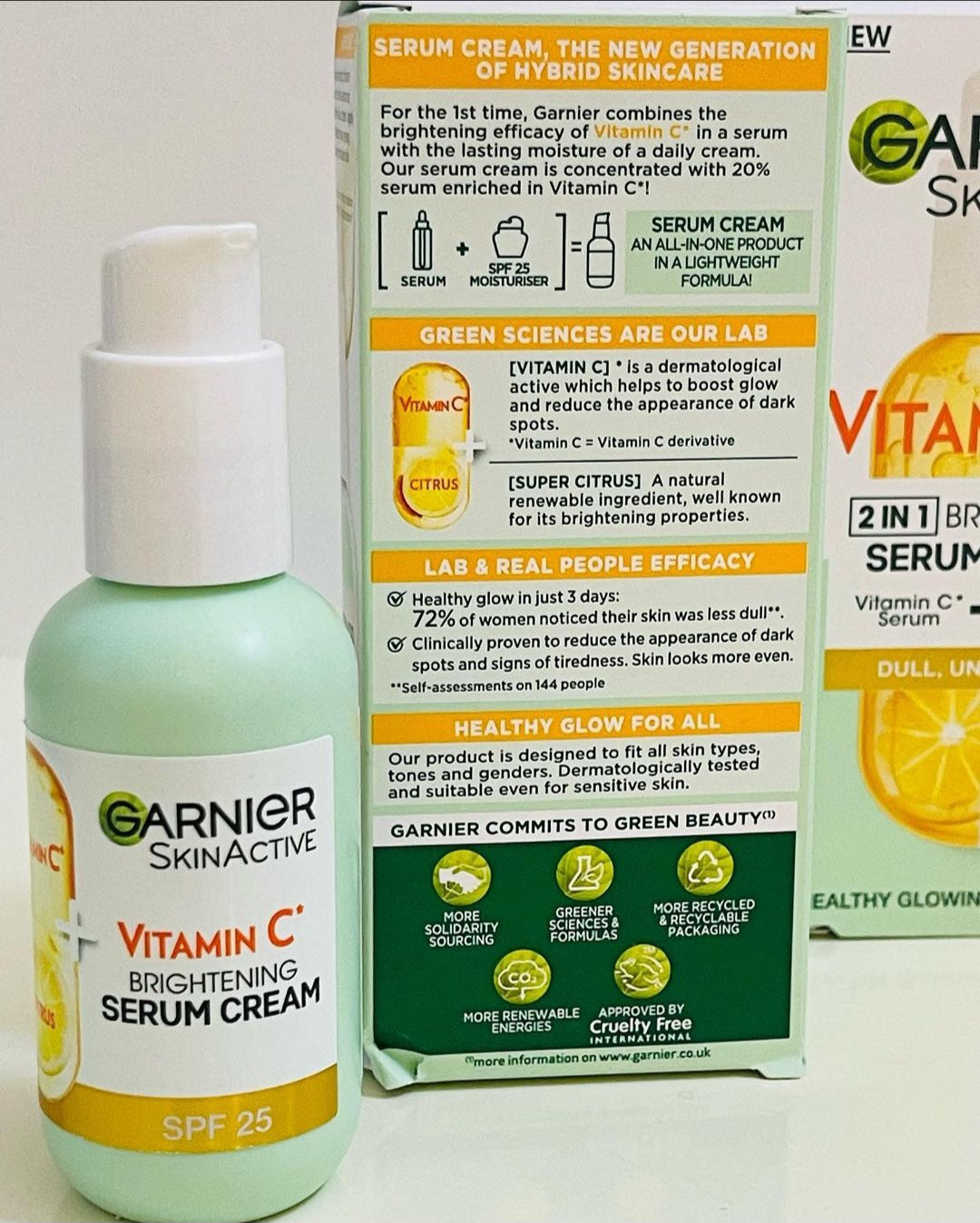 GARNIER Skin Active Vitamin C 2in1 Brightening Serum Cream SPF25 50ml