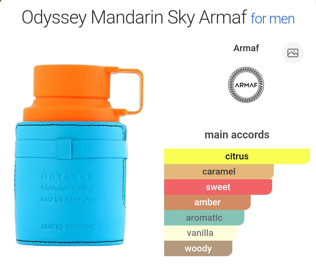 Perfume Armaf Odyssey Mandarin Sky Eau De Parfum - for Men