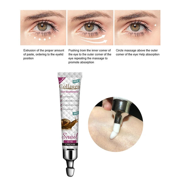 Snail Eye Cream Whitening Moisturizing Anti Aging Fade Dark Circles Eye Bags Anti-Puffiness Smoothing Fine Nourishing Eye Care
