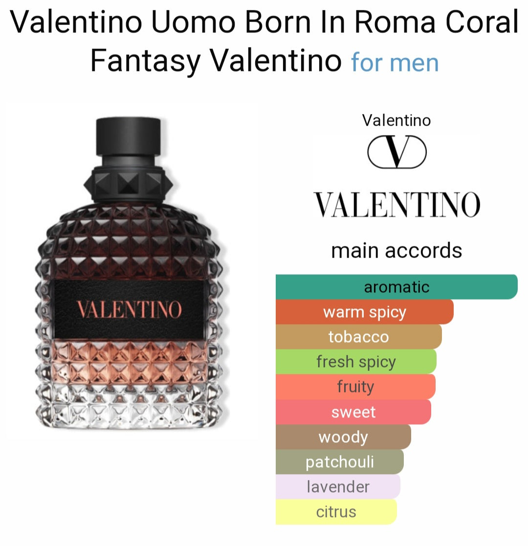 Perfume Valentino Uomo Born In Roma Coral Fantasy- eau de Toilette-  for men- Tester Original