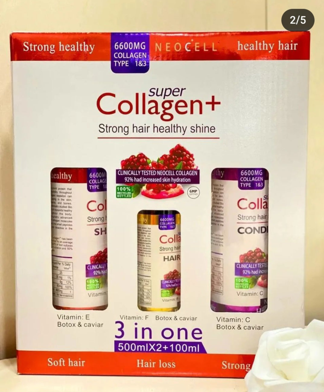 Set NeoCell, Super Collagen +E Shampoo, +F Hair Serum, +C Hair Conditioner