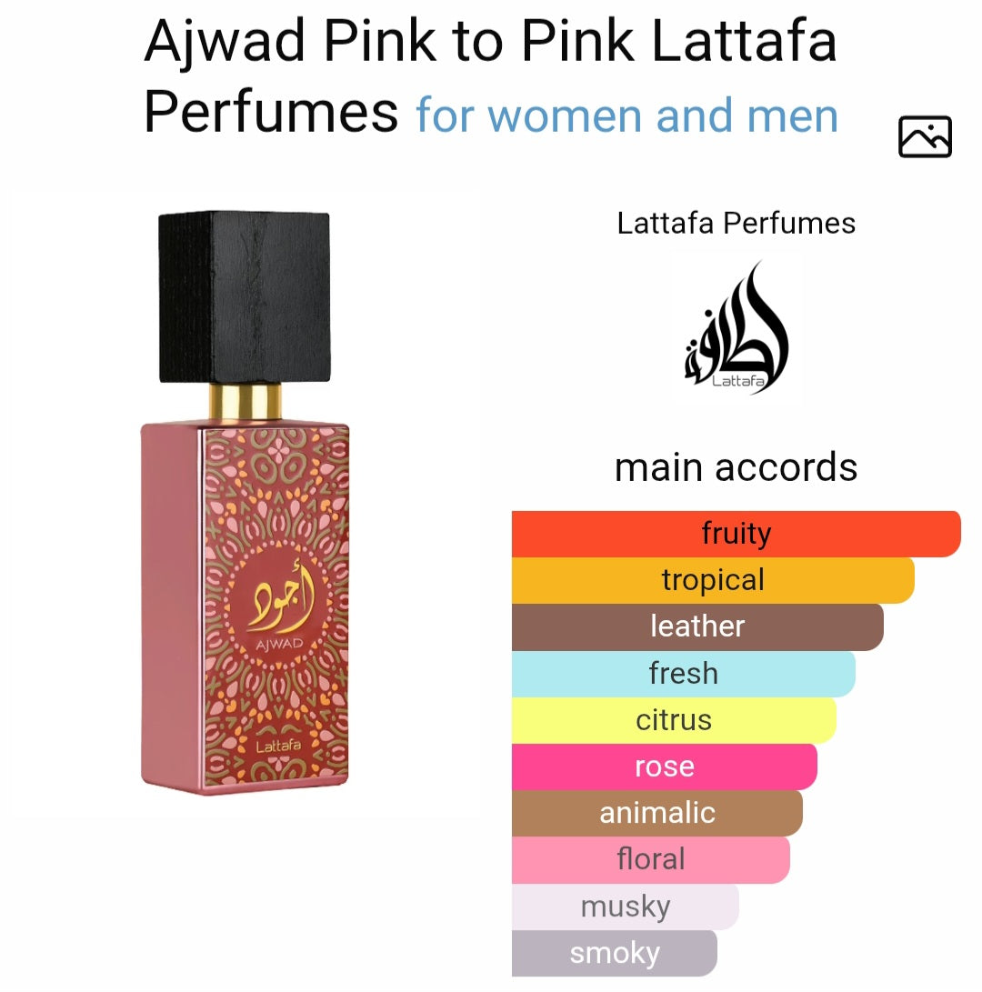 Perfume Ajwad Pink to Pink Lattafa Perfumes for women and men